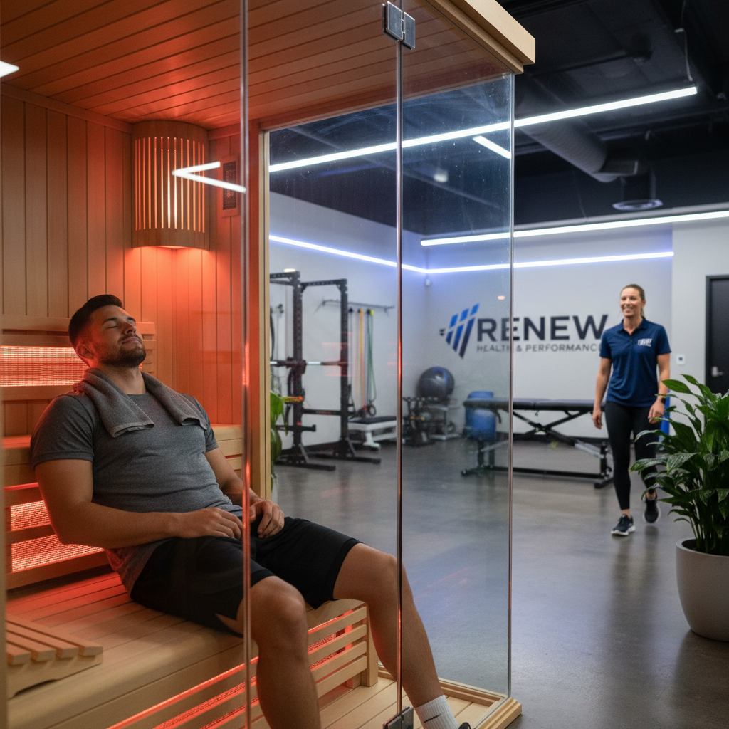 athlete relaxing in infrared sauna