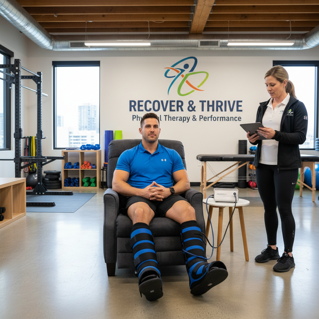 athlete using Normatec compression boots